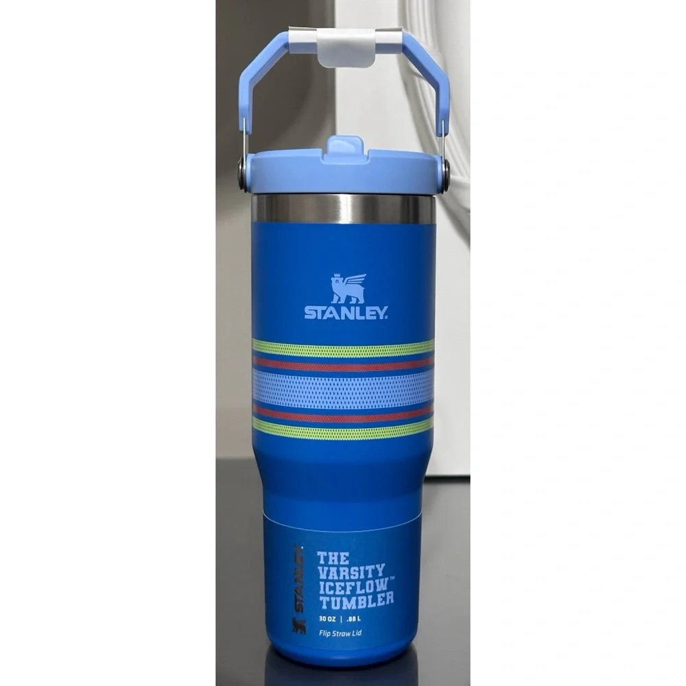 Stanley Varsity IceFlow Flip‎ Straw 30oz Tumbler, AZURE BLUE MESH STRIPES - Picture 2 of 5